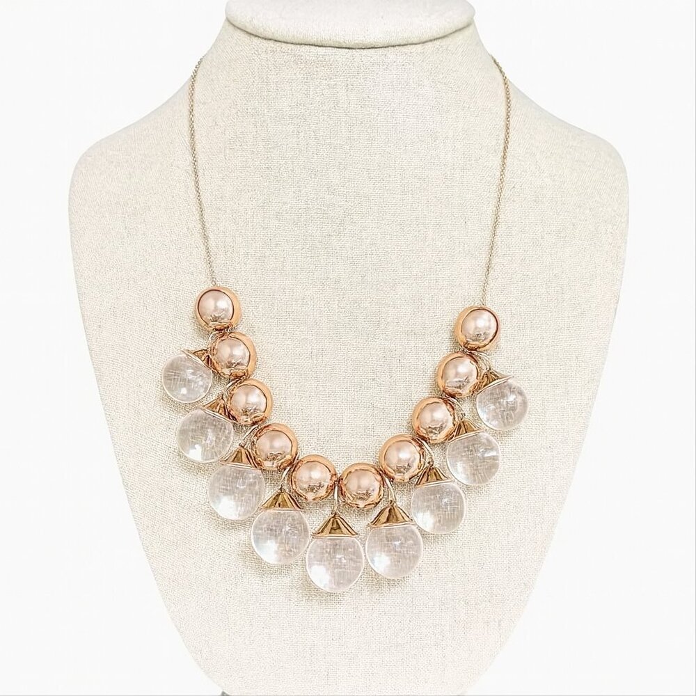 WHBM Lucite Sphere Drop Goldtone Statement Necklace